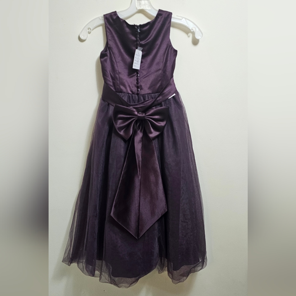 Davids Bridal New Plum Flowet Girl Dress Style #S1038 - Picture 3 of 6